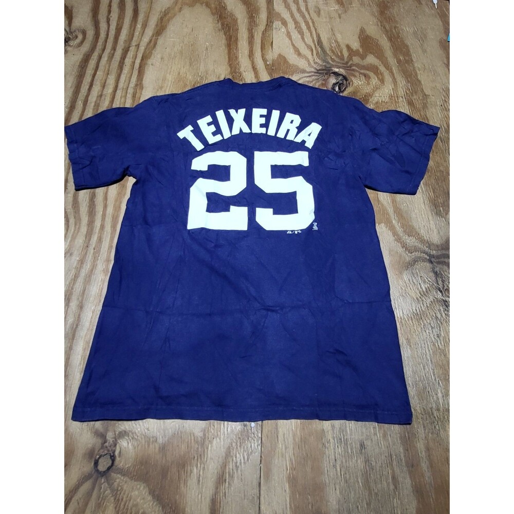 MAJESTIC MLB NEW YORK YANKEES VTG MARK TEIXEIRA T-SHIRT M Blue Shortsleeve @N2